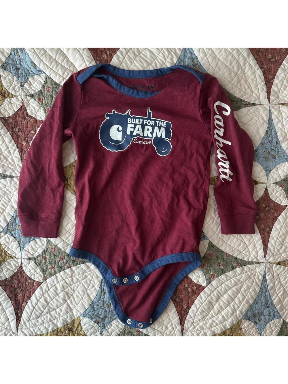 Carhartt red baby onesie size 24 months country farm tractor #baby #kids